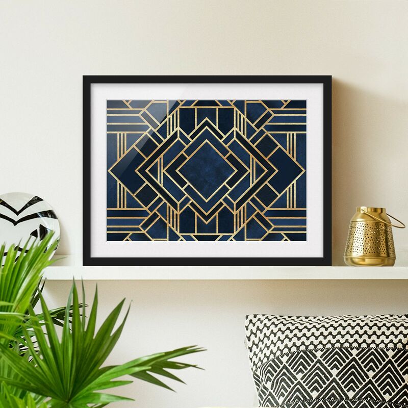 

Póster enmarcado - Art Deco oro Dimensión LxA: 70cm x 100cm, Marco: Negro
