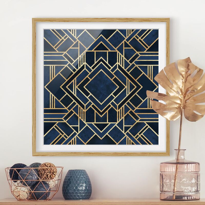

Póster enmarcado - Art Deco oro Dimensión LxA: 20cm x 20cm, Marco: Roble