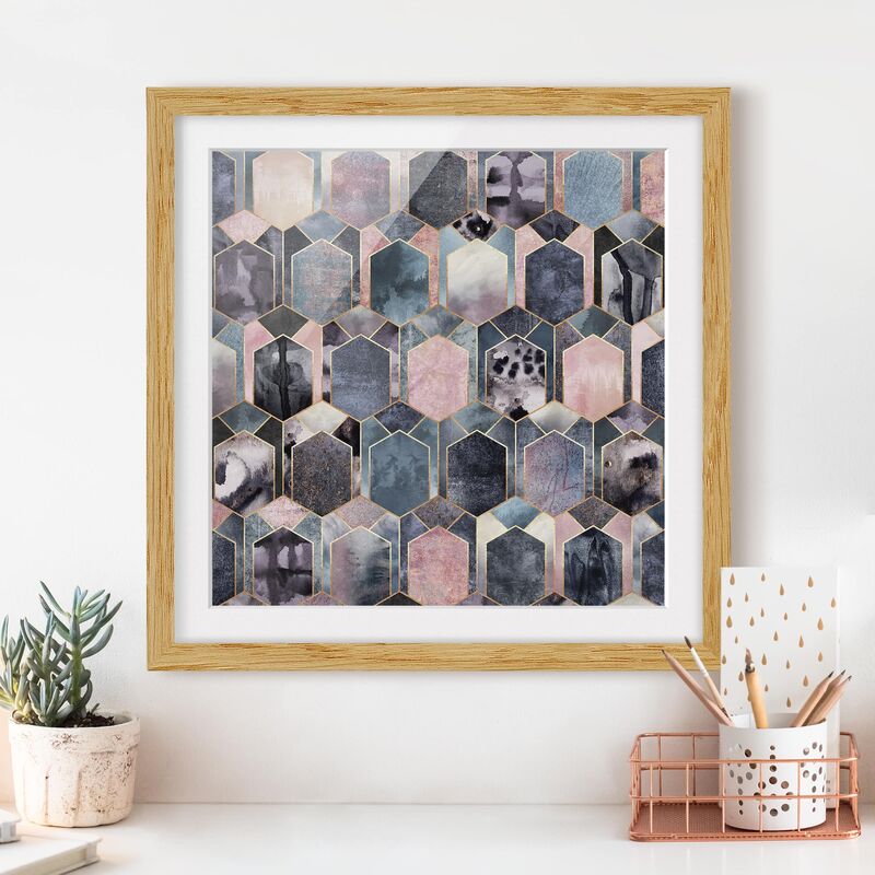 

Póster enmarcado - Art Deco di marmo oro Dimensión LxA: 30cm x 30cm, Marco: Roble