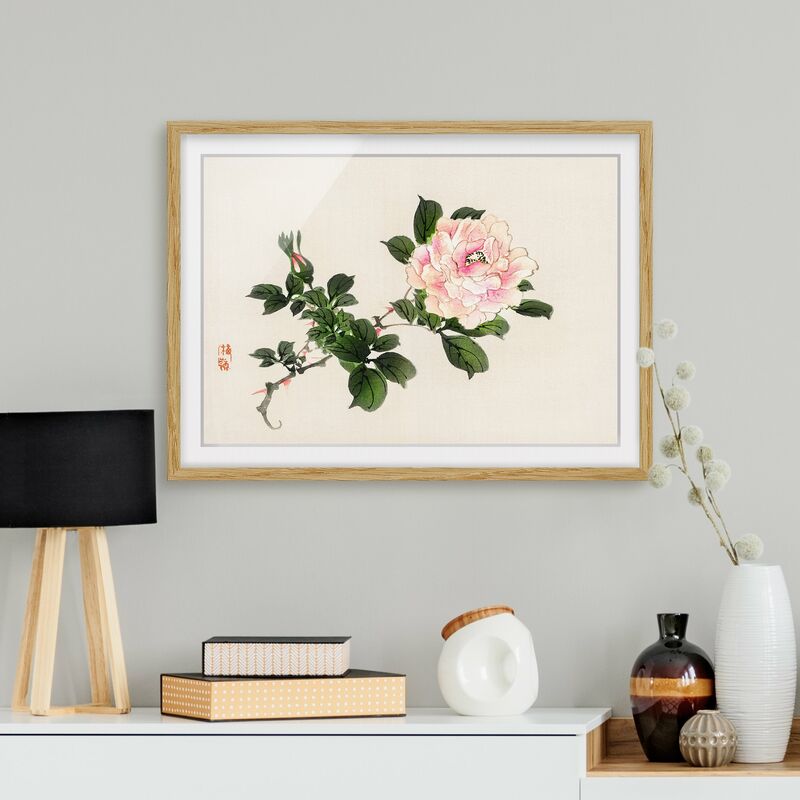 

Póster enmarcado - Asian Vintage Disegno Pink Rose Dimensión LxA: 50cm x 70cm, Marco: Roble