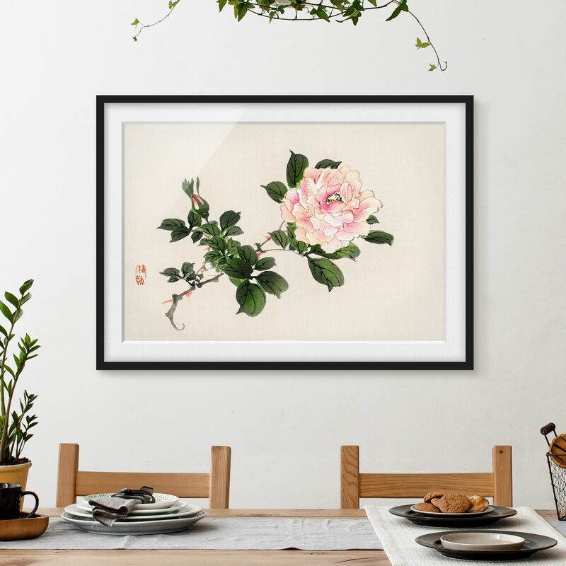 

Póster enmarcado - Asian Vintage Disegno Pink Rose Dimensión LxA: 30cm x 40cm, Marco: Negro