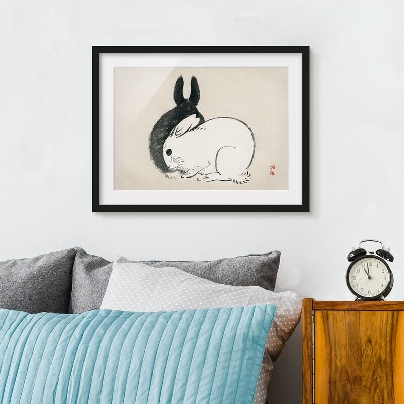 

Póster enmarcado - Asian Vintage Disegno di due conigli Dimensión LxA: 18cm x 24cm, Marco: Negro