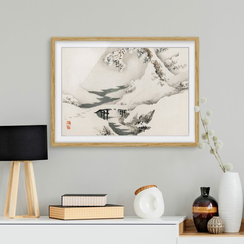 

Póster enmarcado - Asian Vintage Paesaggio invernale Disegno Dimensión LxA: 30cm x 40cm, Marco: Roble