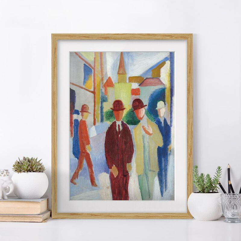 

Póster enmarcado - August Macke - Bright Street With People Dimensión LxA: 70cm x 50cm, Marco: Roble