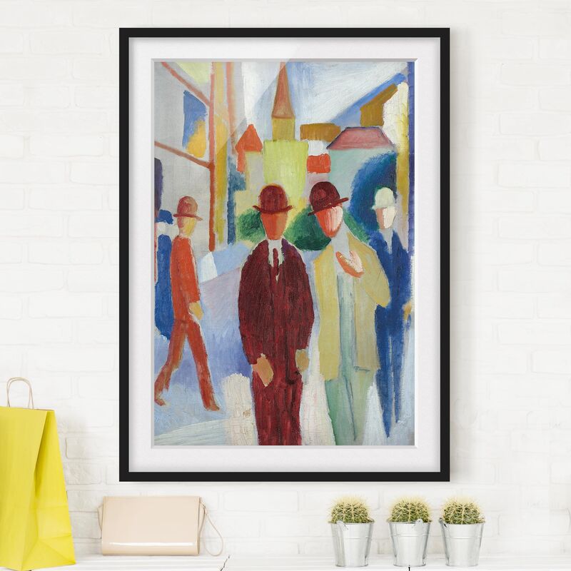 

Póster enmarcado - August Macke - Bright Street With People Dimensión LxA: 70cm x 50cm, Marco: Negro