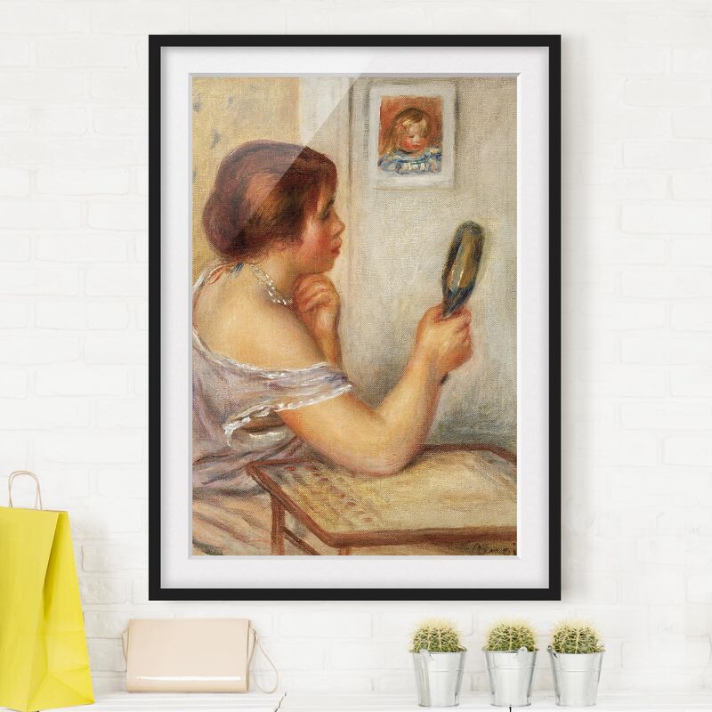 

Póster enmarcado - Auguste Renoir - Gabrielle Holding A Mirror Or Marie Dupuis Holding A Mirror With A Portrait Of Coco Dimensión LxA: 70cm x 50cm,