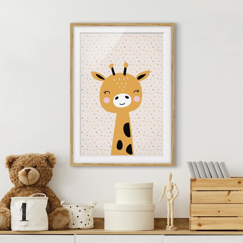 

Póster enmarcado - Baby Giraffe Dimensión LxA: 100cm x 70cm, Marco: Roble