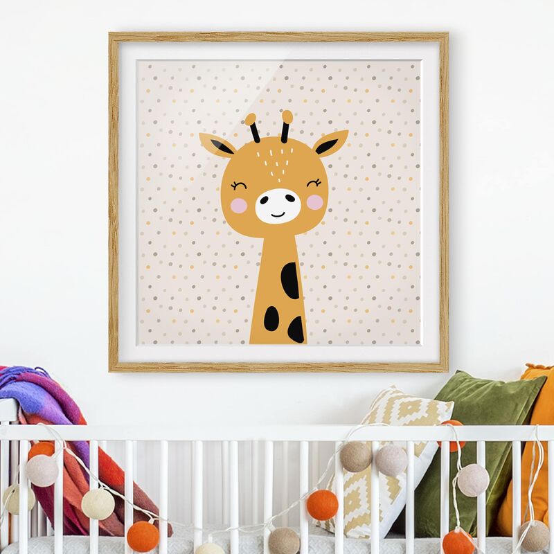 

Póster enmarcado - Baby Giraffe Dimensión LxA: 50cm x 50cm, Marco: Roble