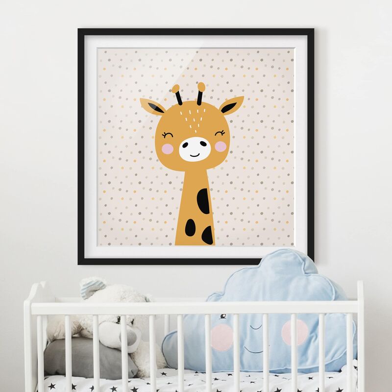 

Póster enmarcado - Baby Giraffe Dimensión LxA: 70cm x 70cm, Marco: Negro