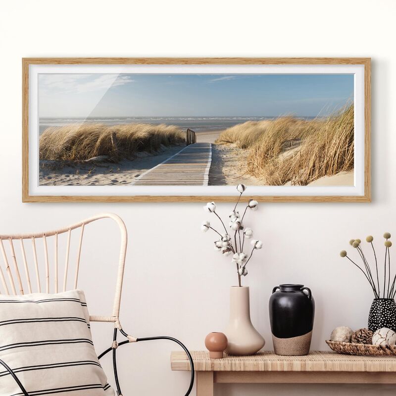 

Póster enmarcado - Spiaggia Del Mar Baltico Dimensión LxA: 50cm x 130cm, Marco: Roble