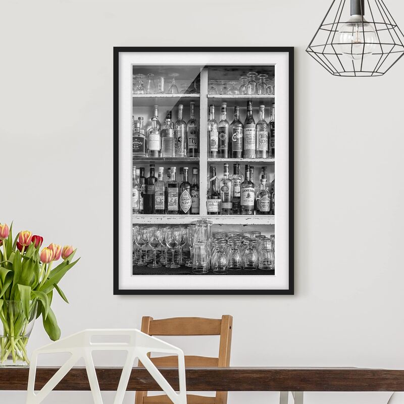

Póster enmarcado - Bar Black White Dimensión LxA: 24cm x 18cm, Marco: Negro