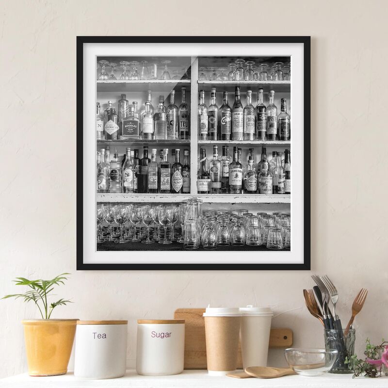 

Póster enmarcado - Bar Black White Dimensión LxA: 20cm x 20cm, Marco: Negro