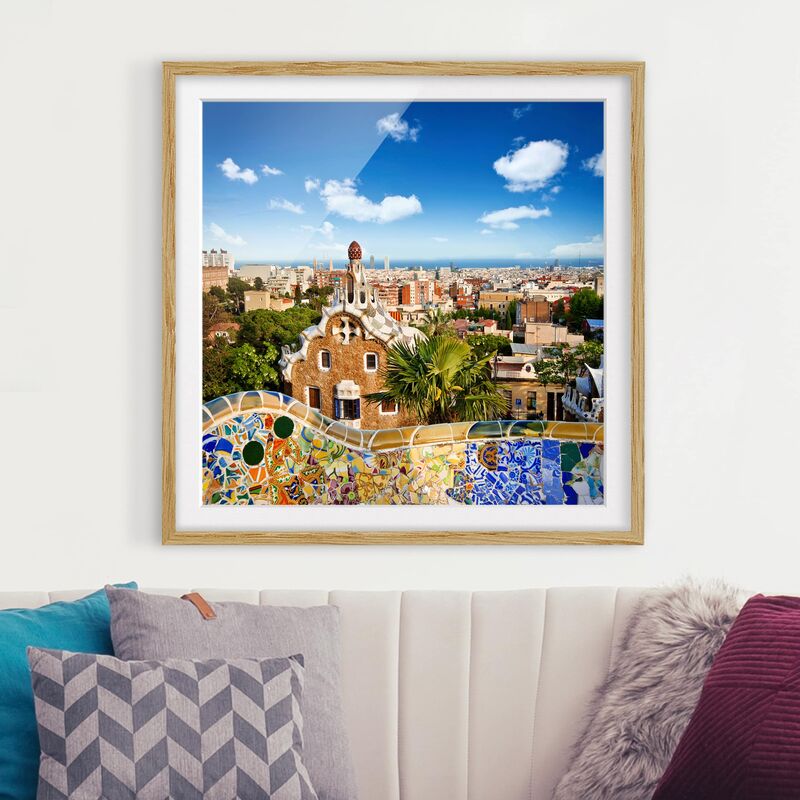 

Póster enmarcado - Barcelona Dimensión LxA: 30cm x 30cm, Marco: Roble