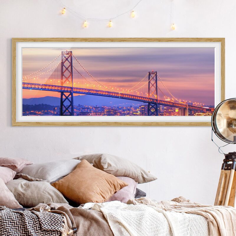 

Póster enmarcado - Bay Bridge Dimensión LxA: 40cm x 100cm, Marco: Roble