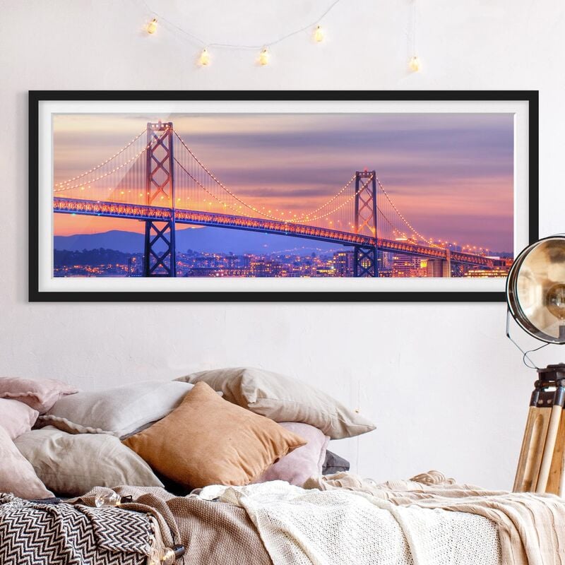 

Póster enmarcado - Bay Bridge Dimensión LxA: 50cm x 130cm, Marco: Negro
