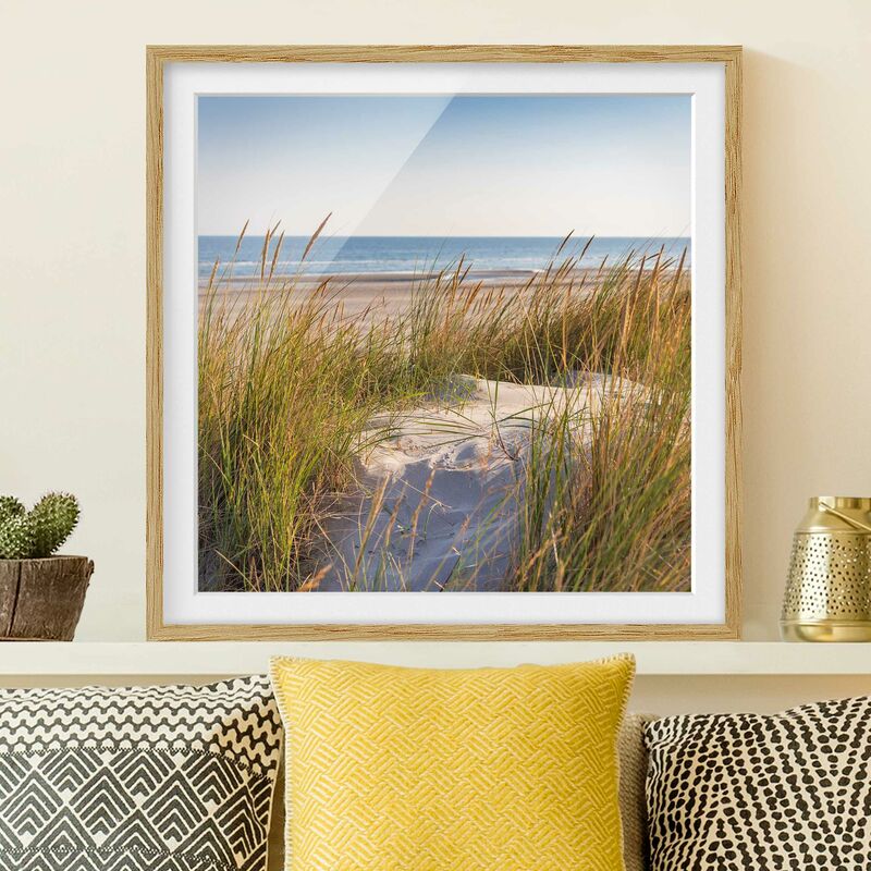

Póster enmarcado - Beach Dune Al Mare Dimensión LxA: 50cm x 50cm, Marco: Roble