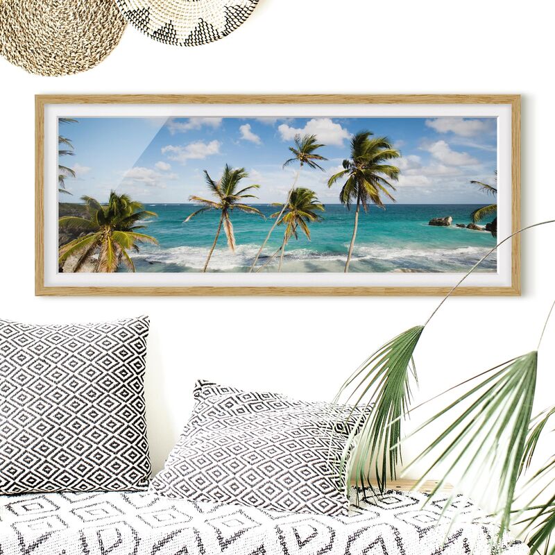 

Póster enmarcado - Spiaggia Di Barbados Dimensión LxA: 40cm x 100cm, Marco: Roble