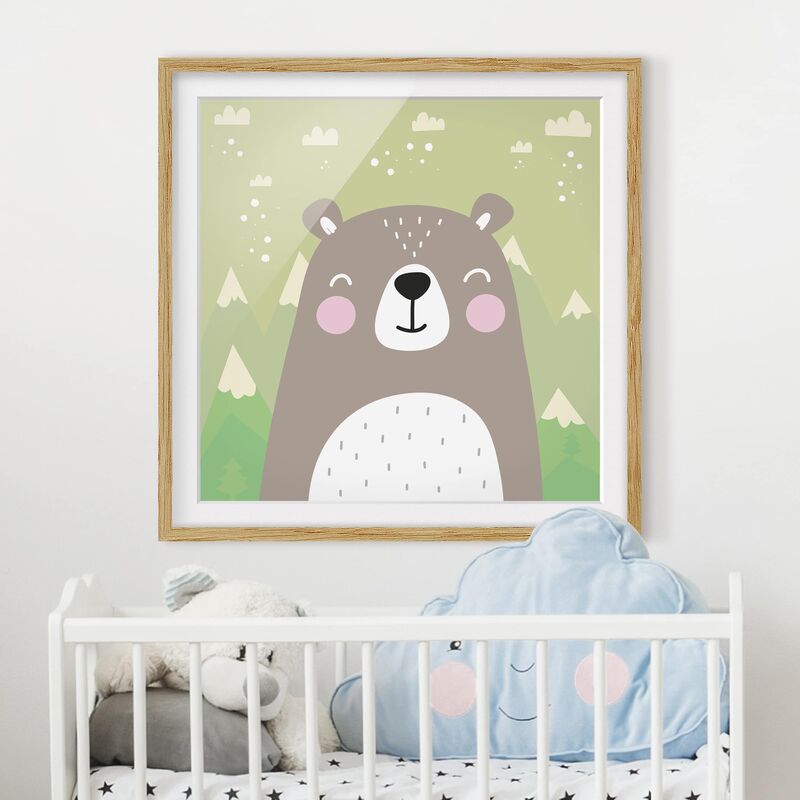 

Póster enmarcado - Bear Dimensión LxA: 20cm x 20cm, Marco: Roble