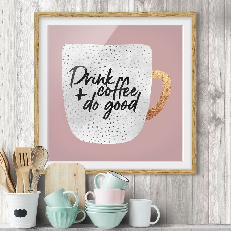 

Póster enmarcado - Bere caffè, fare del bene - Bianco Dimensión LxA: 30cm x 30cm, Marco: Roble