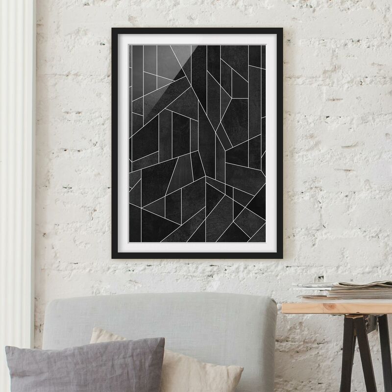 

Póster enmarcado - Bianco e nero geometrico Acquarello Dimensión LxA: 24cm x 18cm, Marco: Negro