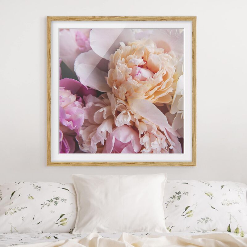 

Póster enmarcado - Blooming Peony Dimensión LxA: 30cm x 30cm, Marco: Roble