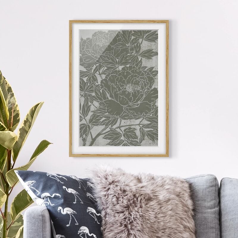 

Póster enmarcado - Blooming Peonia I Dimensión LxA: 40cm x 30cm, Marco: Roble