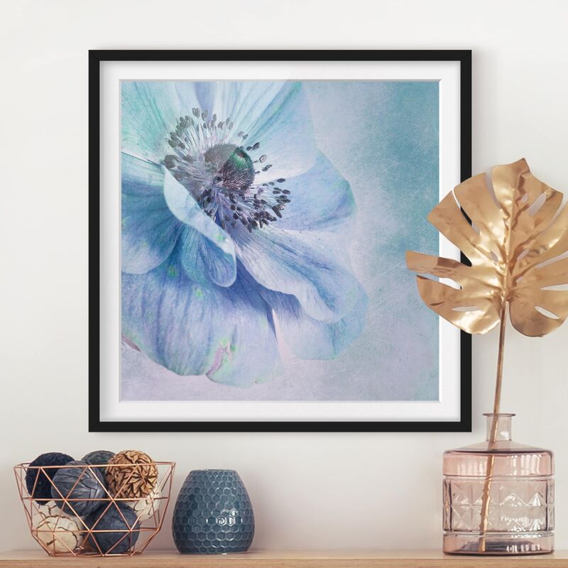 

Póster enmarcado - Blossom In Turquoise Dimensión LxA: 20cm x 20cm, Marco: Negro