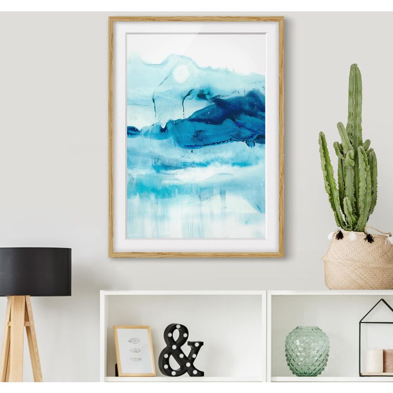 

Póster enmarcado - Blu Flusso I Dimensión LxA: 40cm x 30cm, Marco: Roble