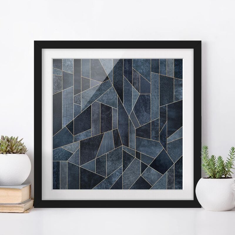 

Póster enmarcado - Blu Geometria Acquerello Dimensión LxA: 30cm x 30cm, Marco: Negro