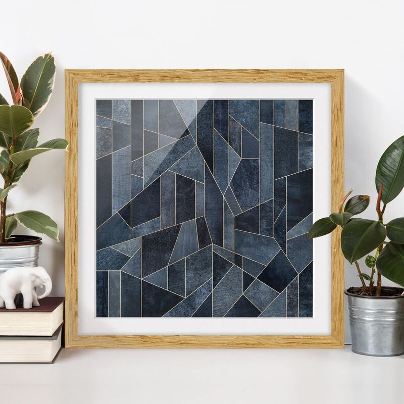 

Póster enmarcado - Blu Geometria Acquerello Dimensión LxA: 20cm x 20cm, Marco: Roble
