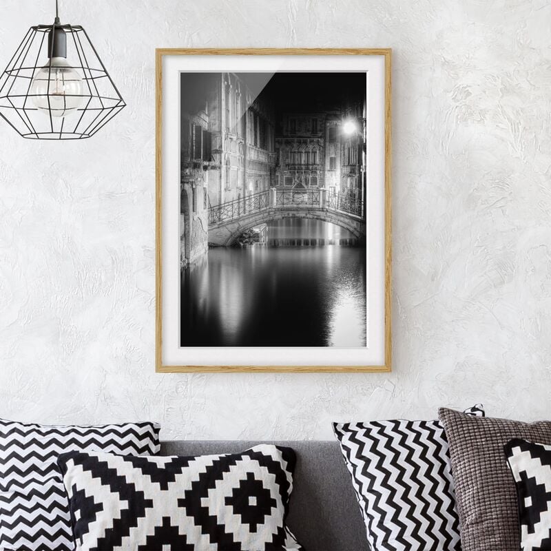 

Póster enmarcado - Bridge Venice Dimensión LxA: 70cm x 50cm, Marco: Roble