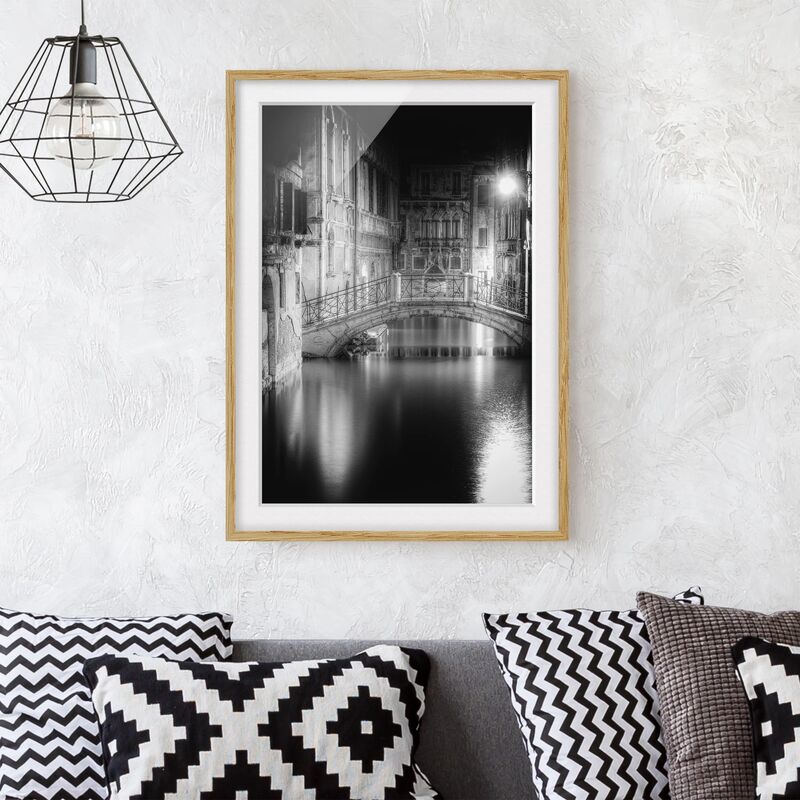 

Póster enmarcado - Bridge Venice Dimensión LxA: 40cm x 30cm, Marco: Roble