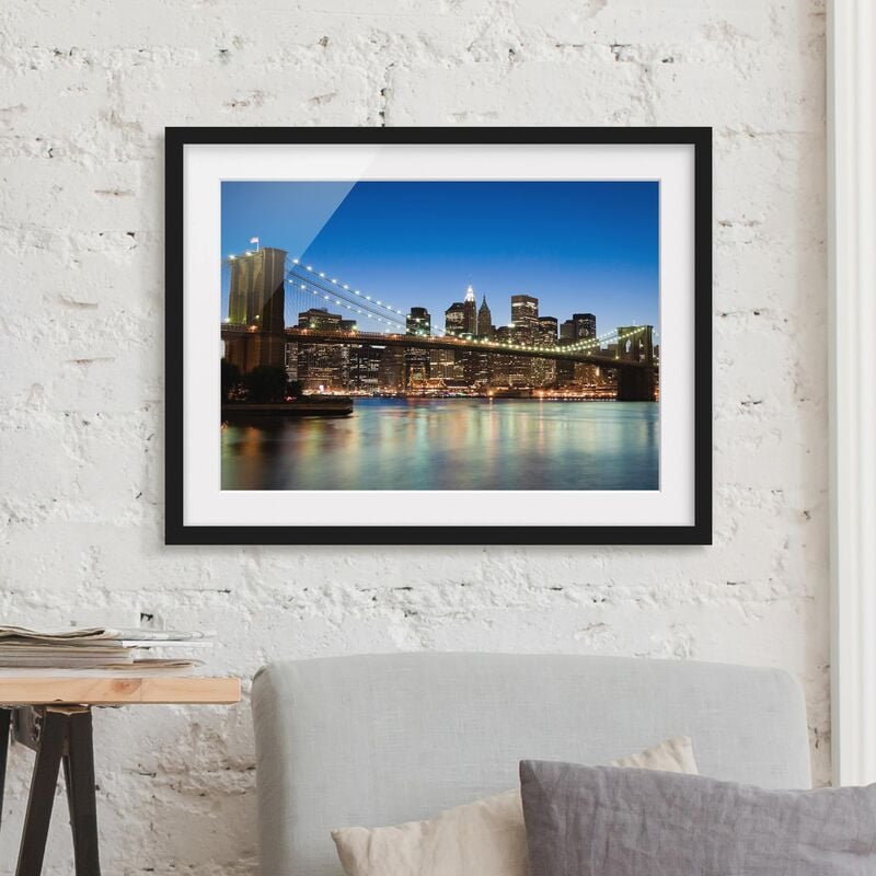 

Póster enmarcado - Brooklyn Bridge In New York Dimensión LxA: 40cm x 55cm, Marco: Negro