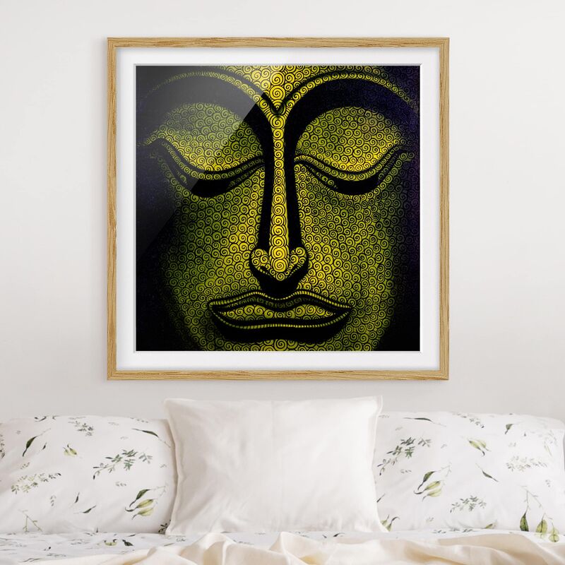 

Póster enmarcado - Buddha In Laos Dimensión LxA: 50cm x 50cm, Marco: Roble