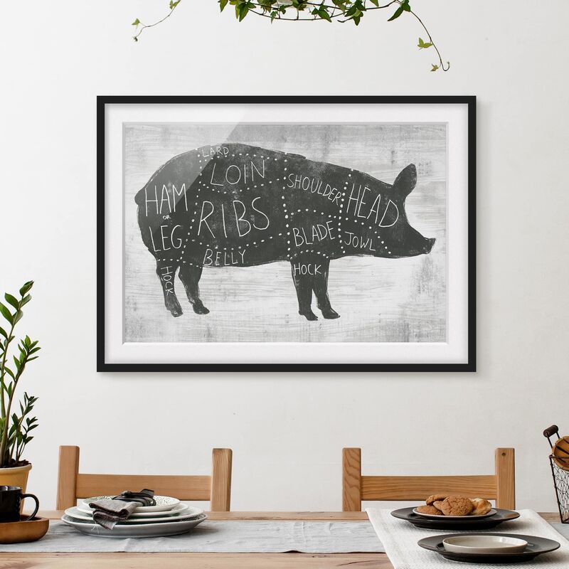 

Póster enmarcado - Butcher Board - Pig Dimensión LxA: 18cm x 24cm, Marco: Negro