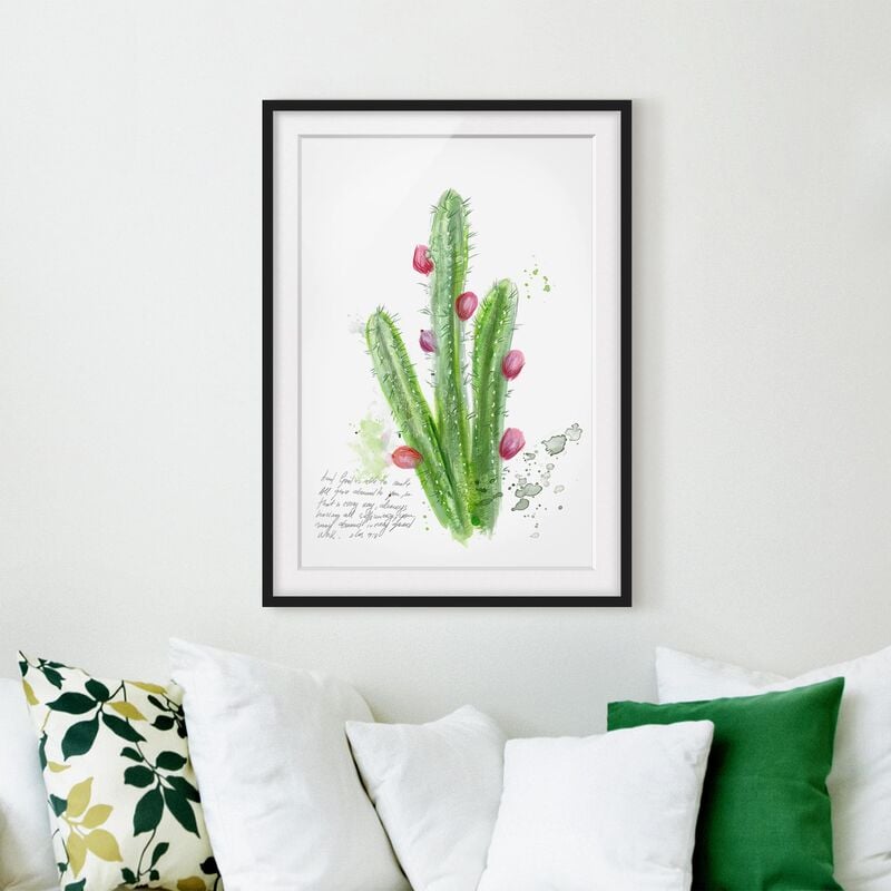 

Póster enmarcado - Cactus Con Bible Verse Ii Dimensión LxA: 55cm x 40cm, Marco: Negro