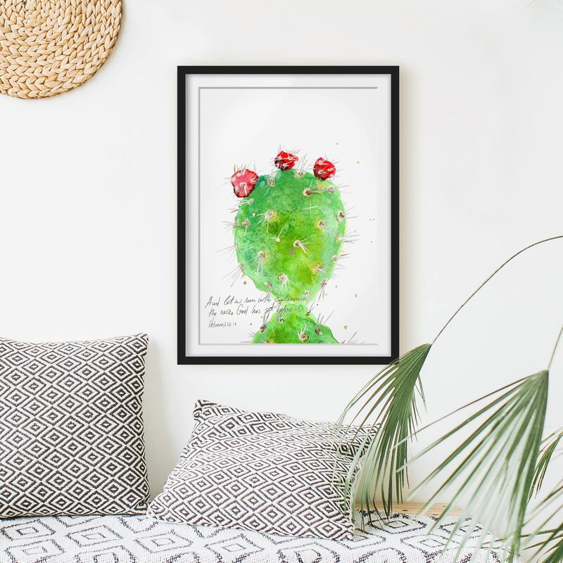 

Póster enmarcado - Cactus Con Bible Verse Iv Dimensión LxA: 70cm x 50cm, Marco: Negro