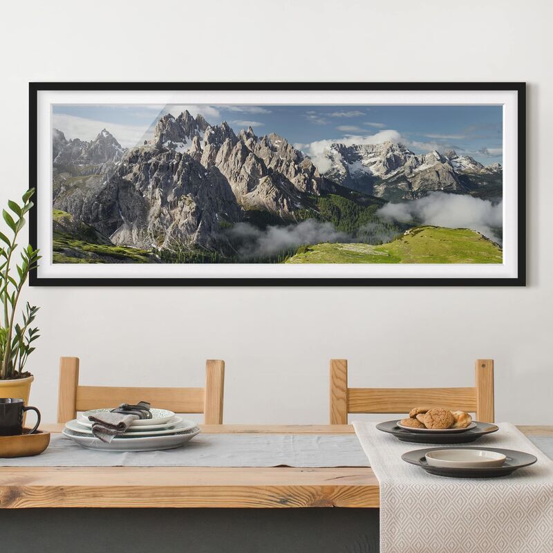 

Póster enmarcado - Cadini Di Misurina In Italia Dimensión LxA: 50cm x 130cm, Marco: Negro