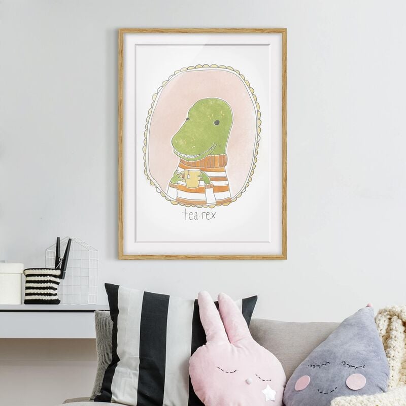 

Póster enmarcado - Caffeina Dino Dimensión LxA: 24cm x 18cm, Marco: Roble