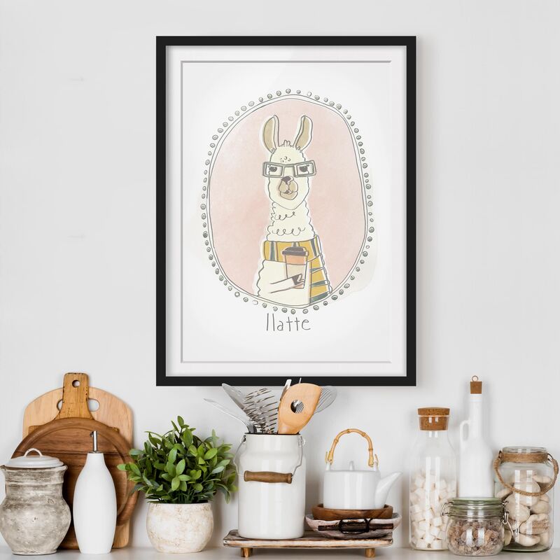 

Póster enmarcado - Caffeinated Lama Dimensión LxA: 100cm x 70cm, Marco: Negro