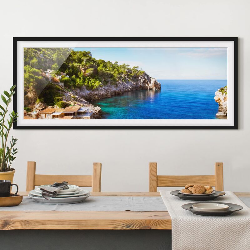 

Póster enmarcado - Cala De Deia A Maiorca Dimensión LxA: 40cm x 100cm, Marco: Negro