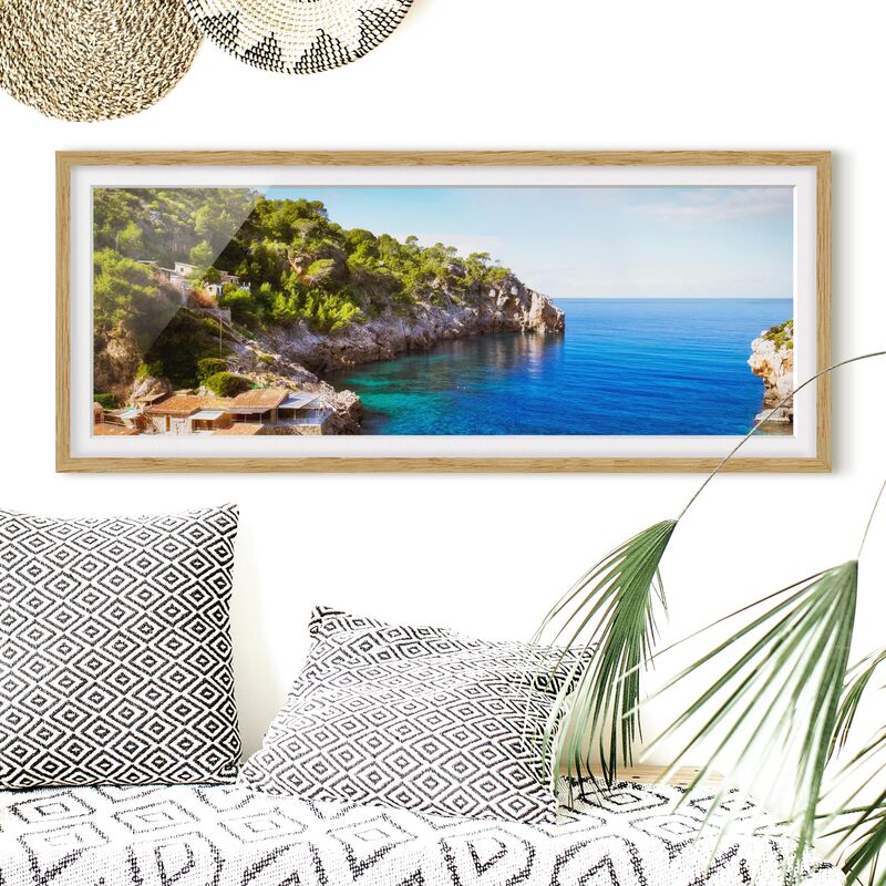 

Póster enmarcado - Cala De Deia A Maiorca Dimensión LxA: 20cm x 50cm, Marco: Roble