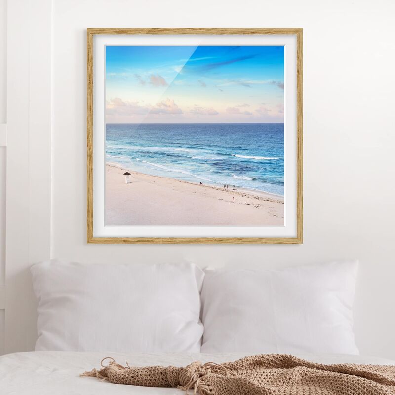 

Póster enmarcado - Cancun Ocean Sunset Dimensión LxA: 50cm x 50cm, Marco: Roble