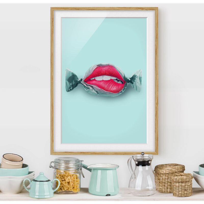 

Póster enmarcado - Candy Con Labbra Dimensión LxA: 24cm x 18cm, Marco: Roble