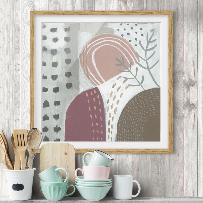 

Póster enmarcado - Carnival Of Shapes In Berry I Dimensión LxA: 70cm x 70cm, Marco: Roble