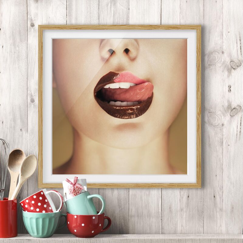 

Póster enmarcado - Chocolate Dimensión LxA: 70cm x 70cm, Marco: Roble