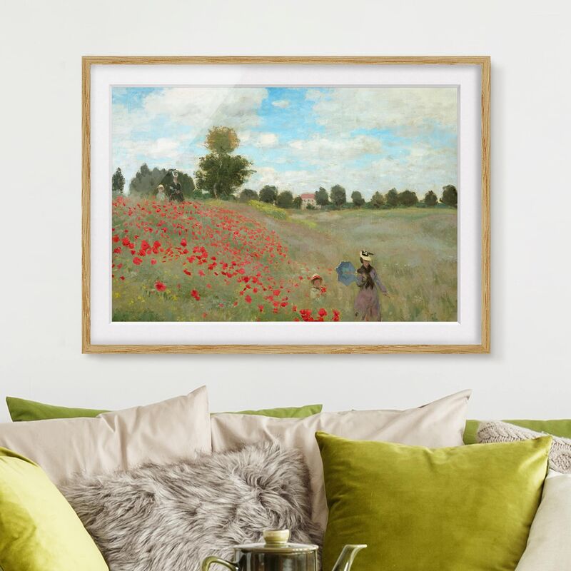 

Póster enmarcado - Claude Monet - Poppy Field At Argenteuil Dimensión LxA: 30cm x 40cm, Marco: Roble