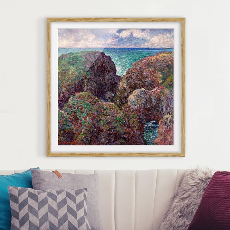 

Póster enmarcado - Claude Monet - Rock Group Port-Goulphar Dimensión LxA: 70cm x 70cm, Marco: Roble