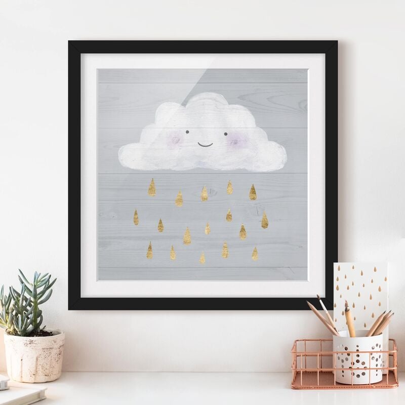 

Póster enmarcado - Cloud With Golden Raindrops Dimensión LxA: 50cm x 50cm, Marco: Negro