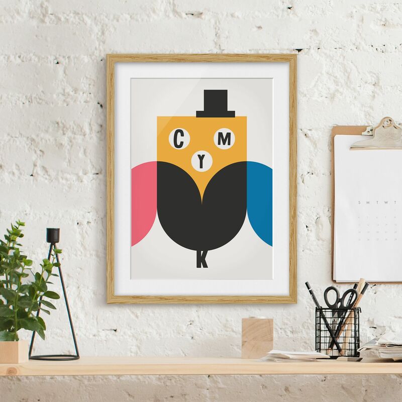 

Póster enmarcado - Grafica gufo CMYK Dimensión LxA: 55cm x 40cm, Marco: Roble